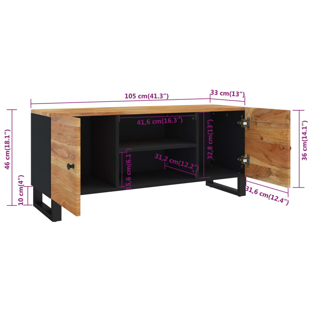 TV-Möbel Trä TV-Bänk 105x33x46 cm massivt akaciaträ