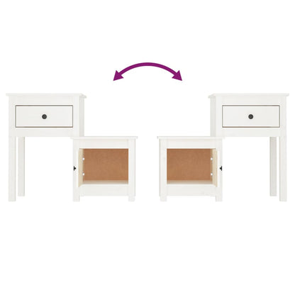 Sängbord Nattduksbord Trä Vit 79,5x38x65,5 cm massiv furu