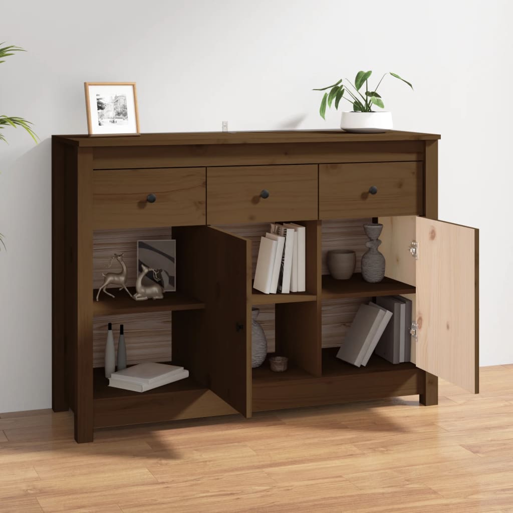 Skänk Brun Honungbrun 100x35x74 cm massiv furu