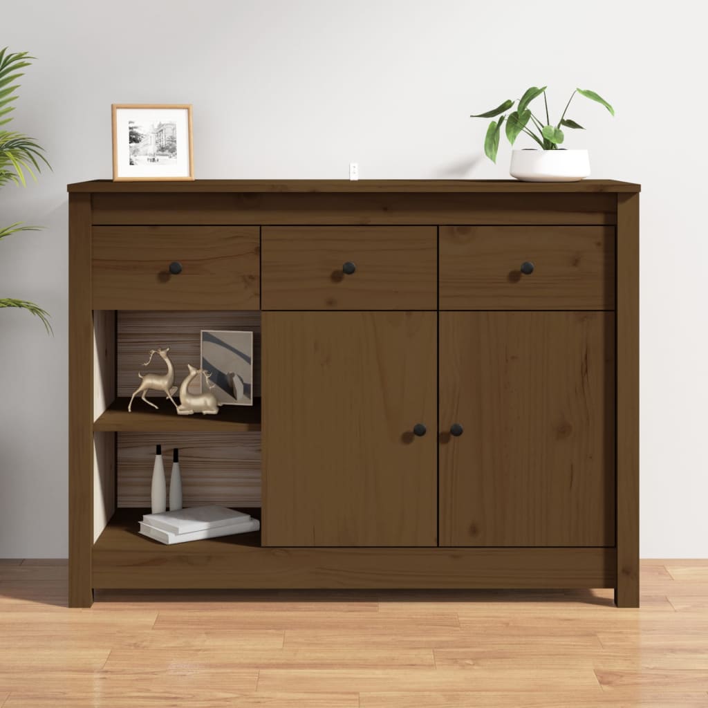 Skänk Brun Honungbrun 100x35x74 cm massiv furu