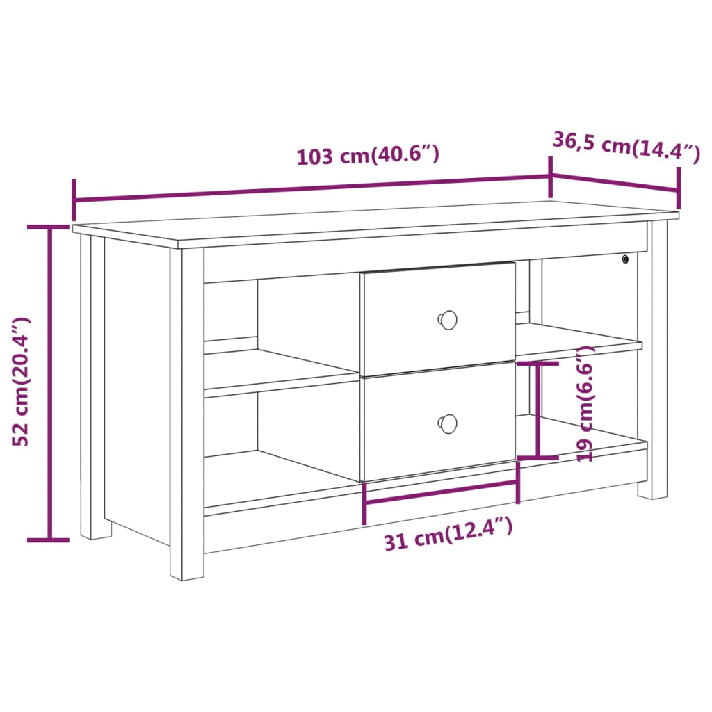 TV-Möbel Brun Honungsbrun TV-Bänk 103x36,5x52 cm massiv furu