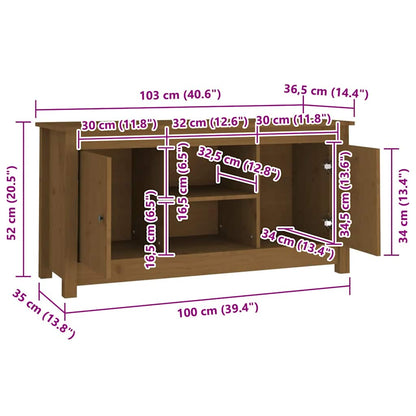 Tv-bänk honungsbrun 103x36,5x52 cm massiv furu