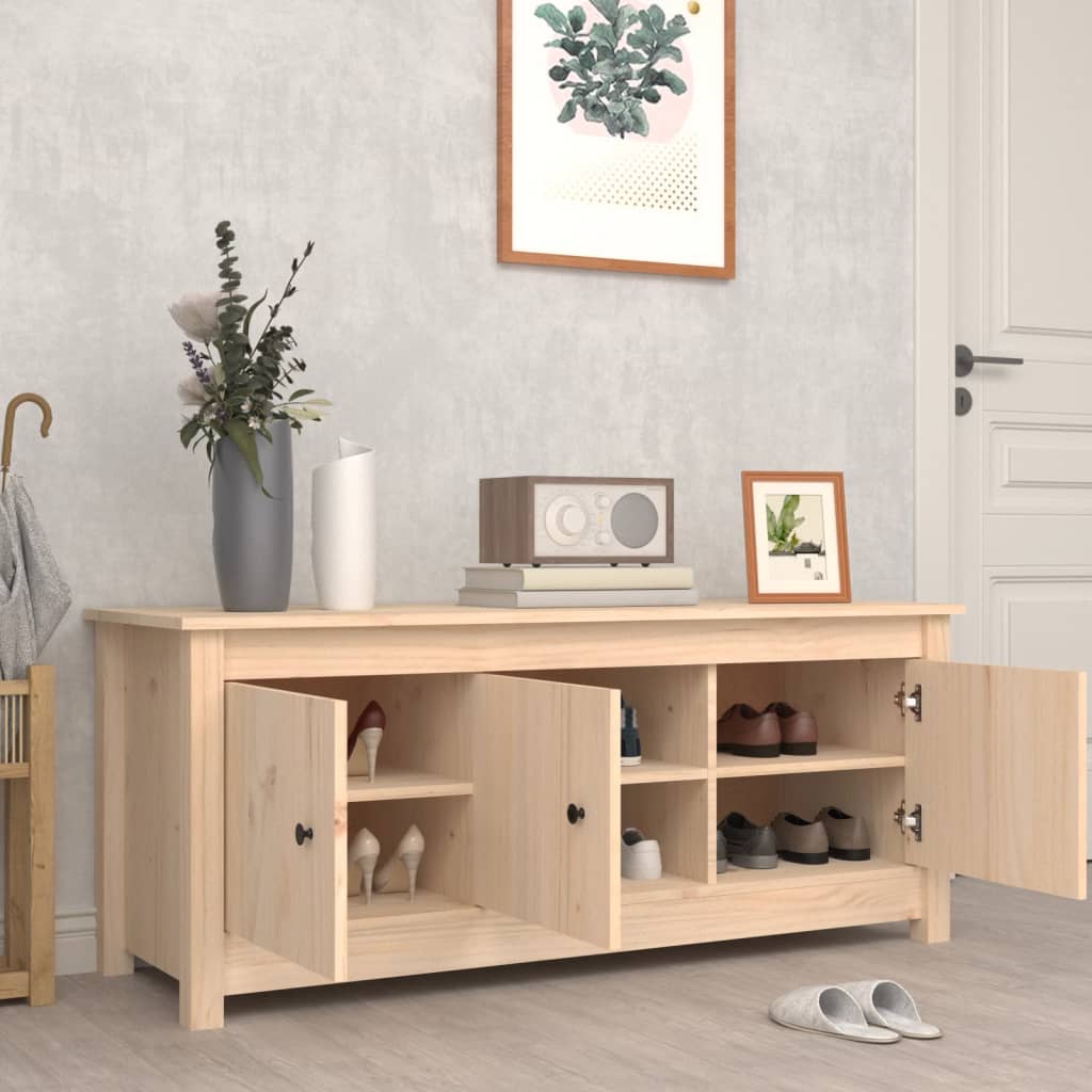 Skoställ Trä Skoskåp 110x38x45,5 cm massiv furu