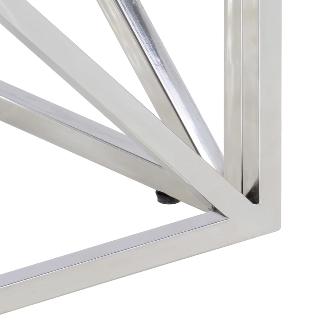 Soffbord DIV. silver rostfritt stål och härdat glas