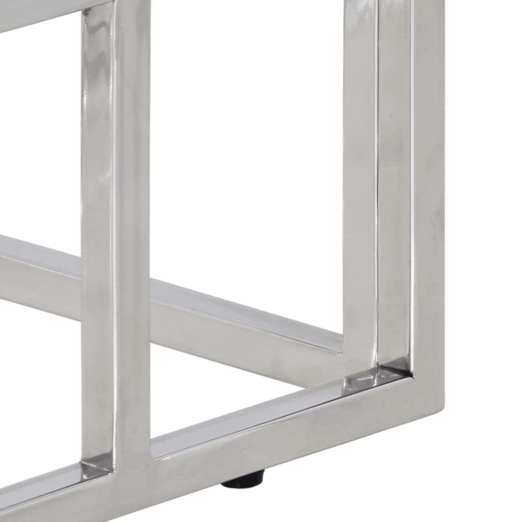 Avlastningsbord Konsollbord DIV. silver rostfritt stål och härdat glas