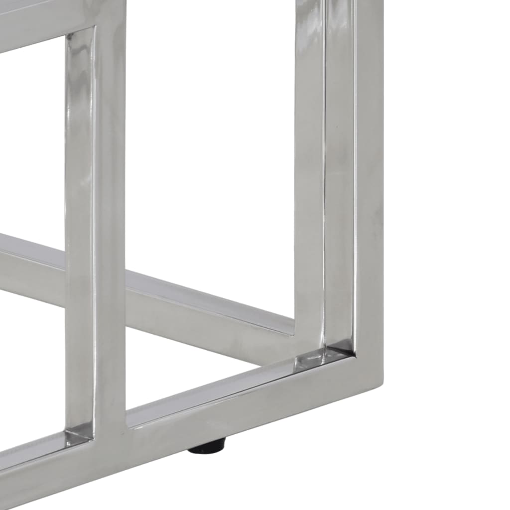 Avlastningsbord Konsollbord DIV. silver rostfritt stål och massivt akaciaträ