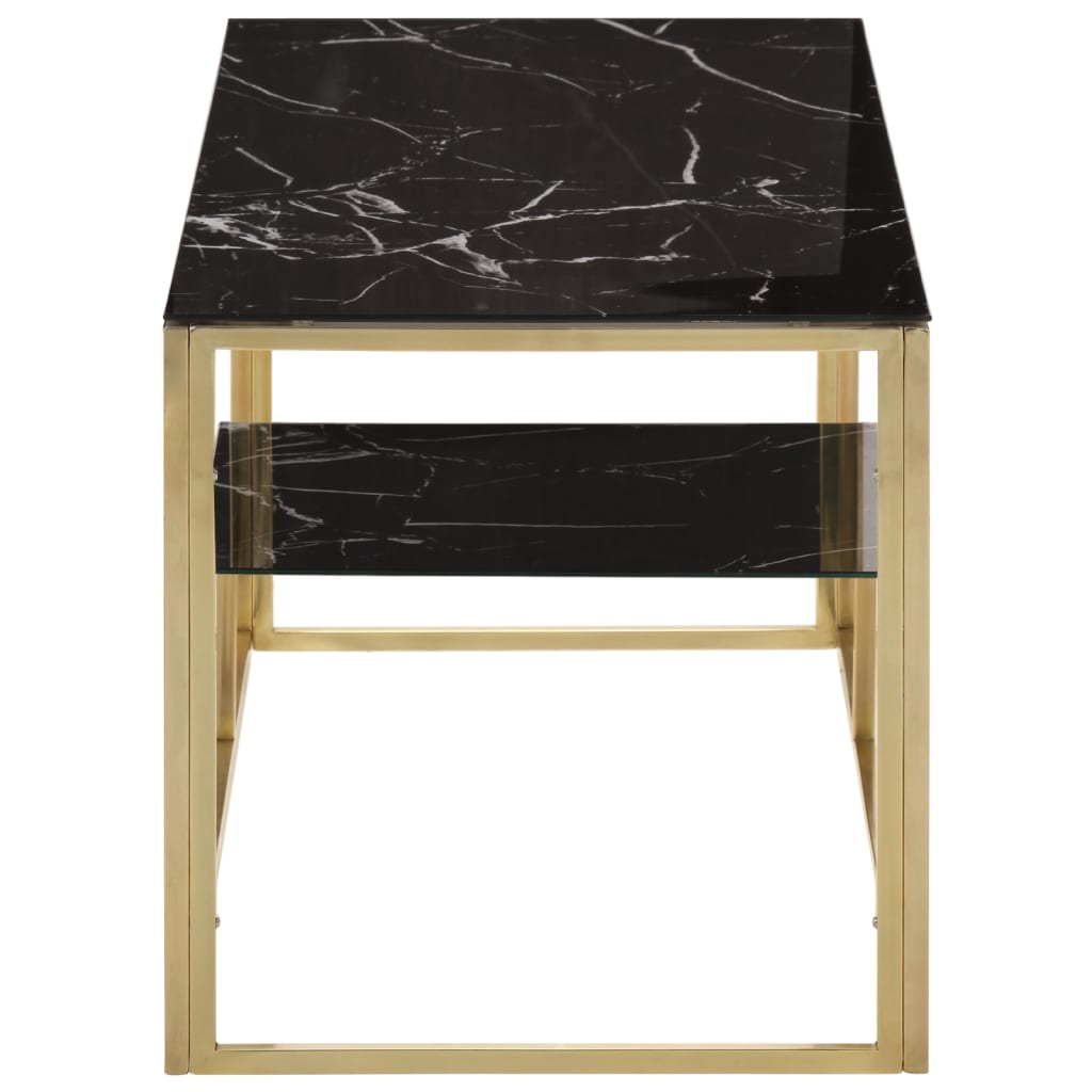 Soffbord DIV. guld rostfritt stål och härdat glas