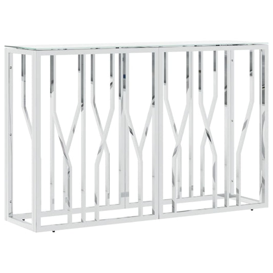 Avlastningsbord Konsollbord DIV. silver 110x30x70 cm rostfritt stål och glas