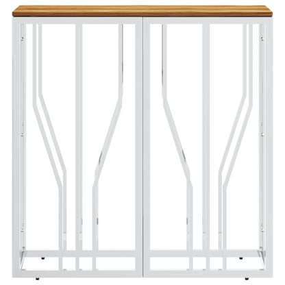 Avlastningsbord Konsollbord DIV. silver rostfritt stål och massivt akaciaträ