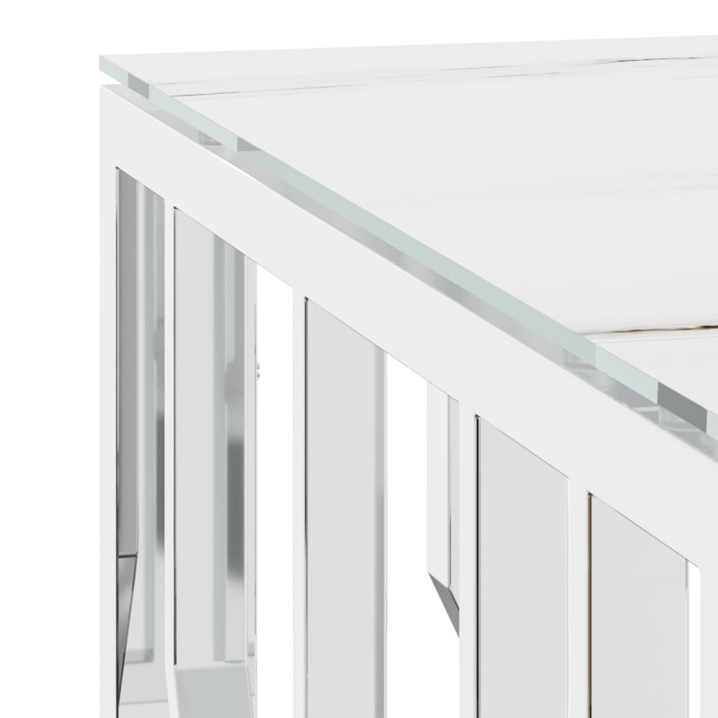 Soffbord DIV. silver 80x80x40 cm rostfritt stål och glas