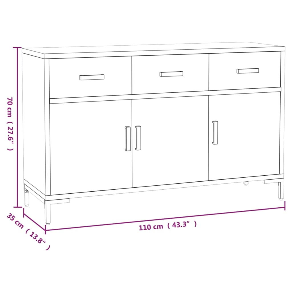 Skänk Brun 110x35x70 cm massiv furu