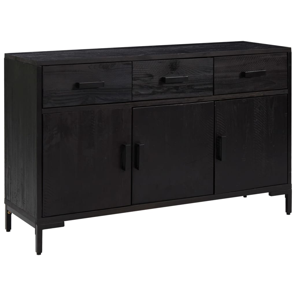 Skänk Svart 110x35x70 cm massiv furu