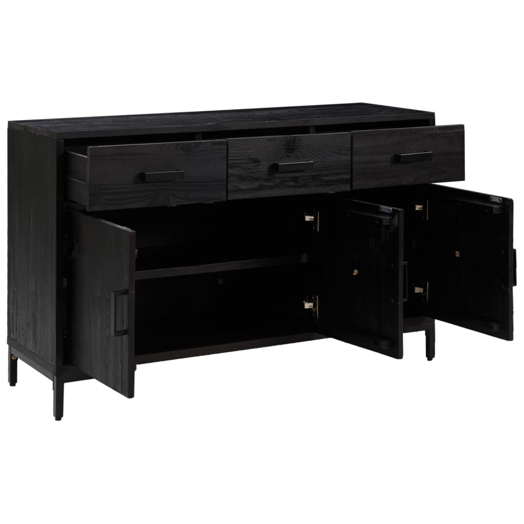 Skänk Svart 110x35x70 cm massiv furu