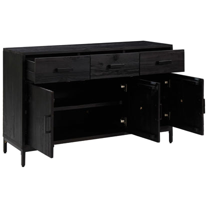 Skänk Svart 110x35x70 cm massiv furu