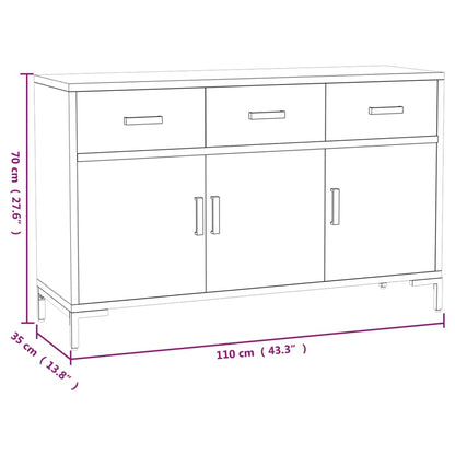 Skänk Svart 110x35x70 cm massiv furu
