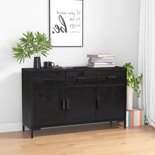Skänk Svart 110x35x70 cm massiv furu