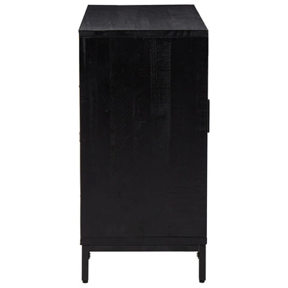 Skänk Svart 75x35x70 cm massiv furu