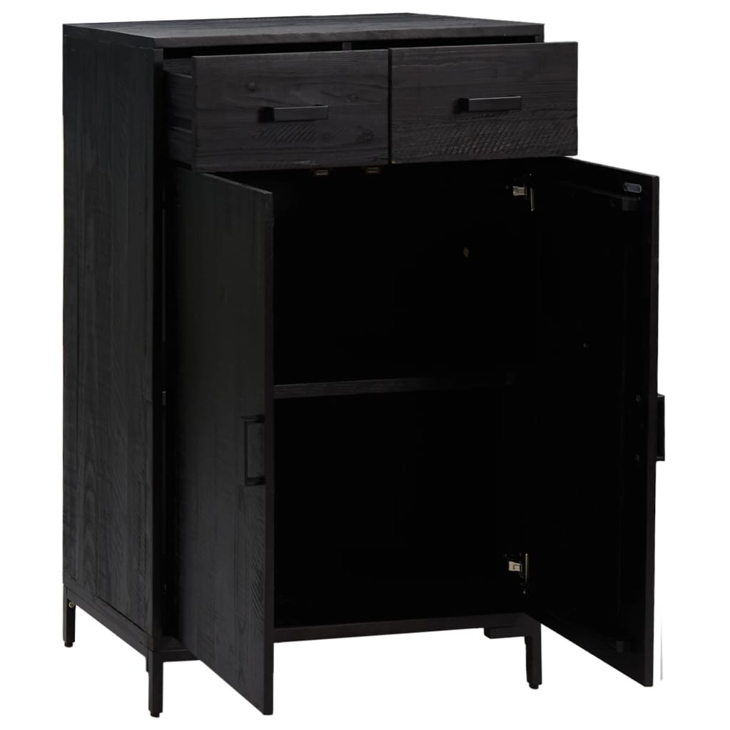 Skoställ Svart Skoskåp 75x40x110 cm massiv furu