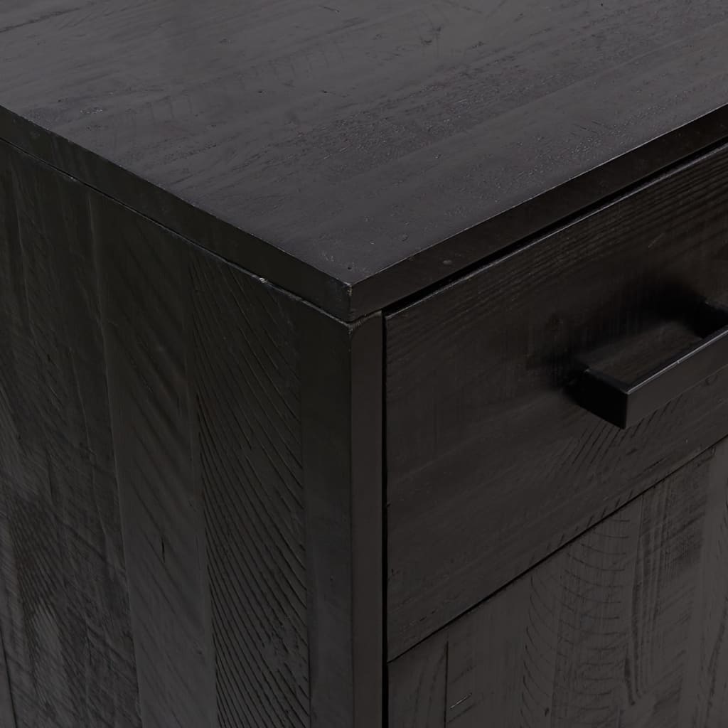 Skoställ Svart Skoskåp 75x40x110 cm massiv furu