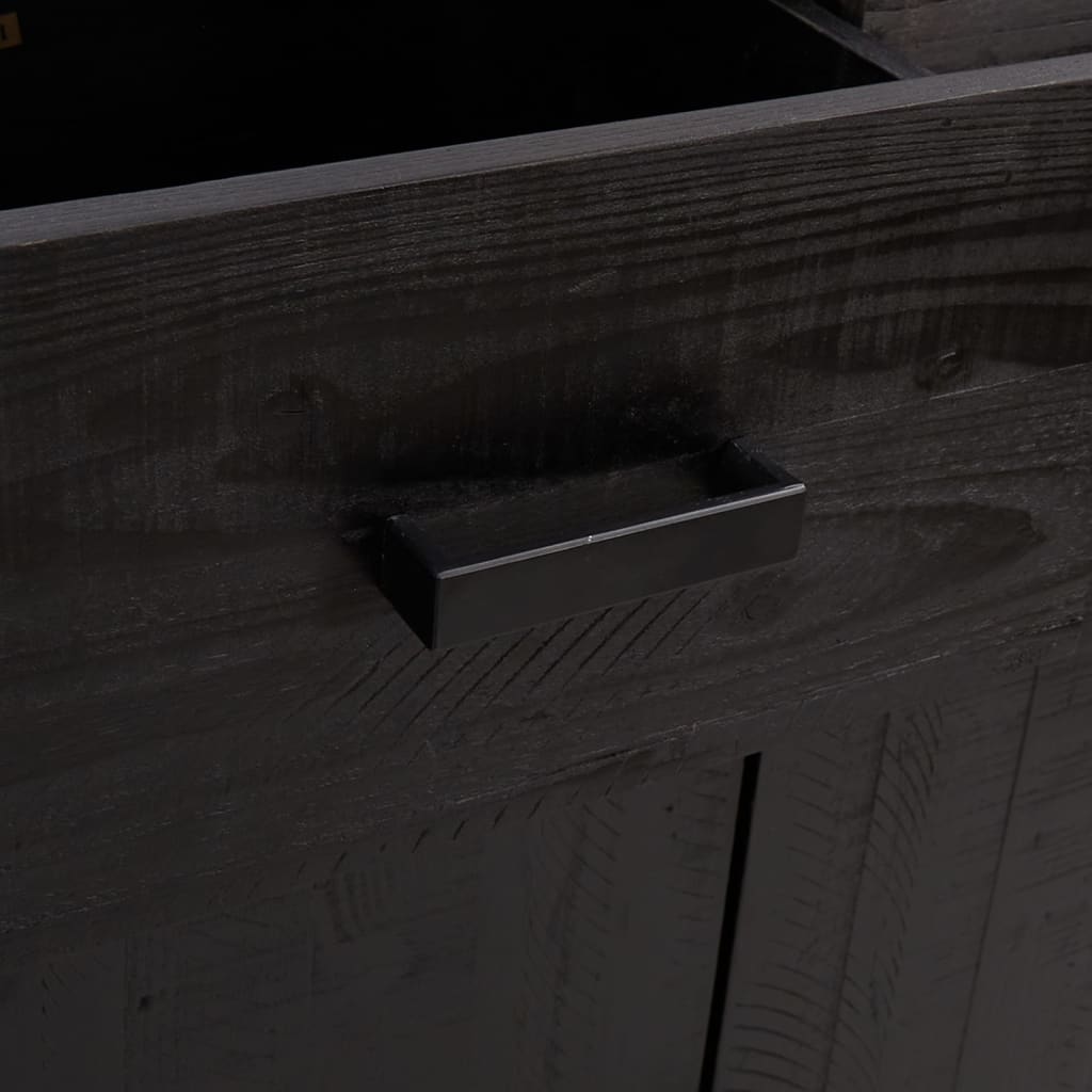 Skoställ Svart Skoskåp 75x40x110 cm massiv furu