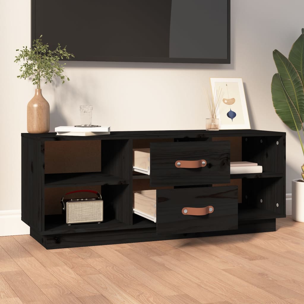 TV-Möbel Svart TV-Bänk 100x34x40 cm massiv furu