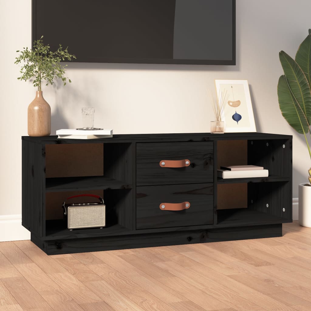 TV-Möbel Svart TV-Bänk 100x34x40 cm massiv furu