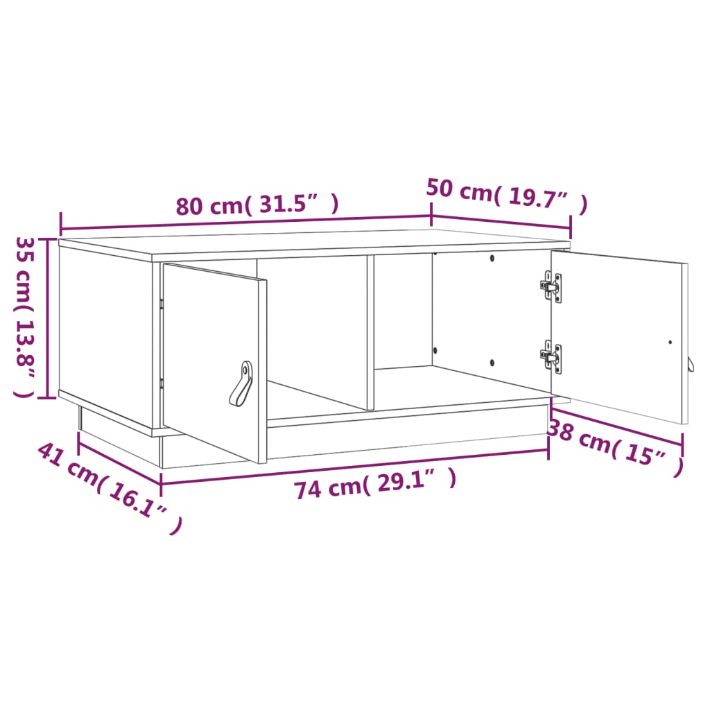 Soffbord Trä 80x50x35 cm massiv furu