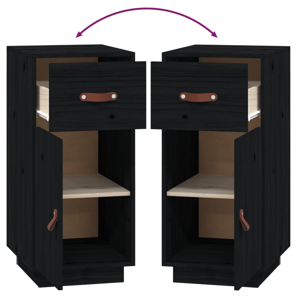 Skänk Svart 34x40x75 cm massiv furu