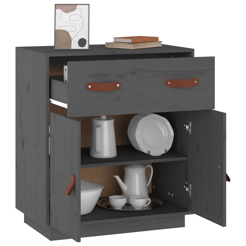 Skänk Grå 65,5x40x75 cm massiv furu