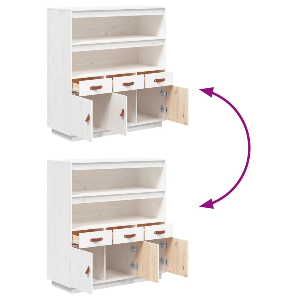 Vitrinskåp Vit 100x40x108,5 cm massiv furu