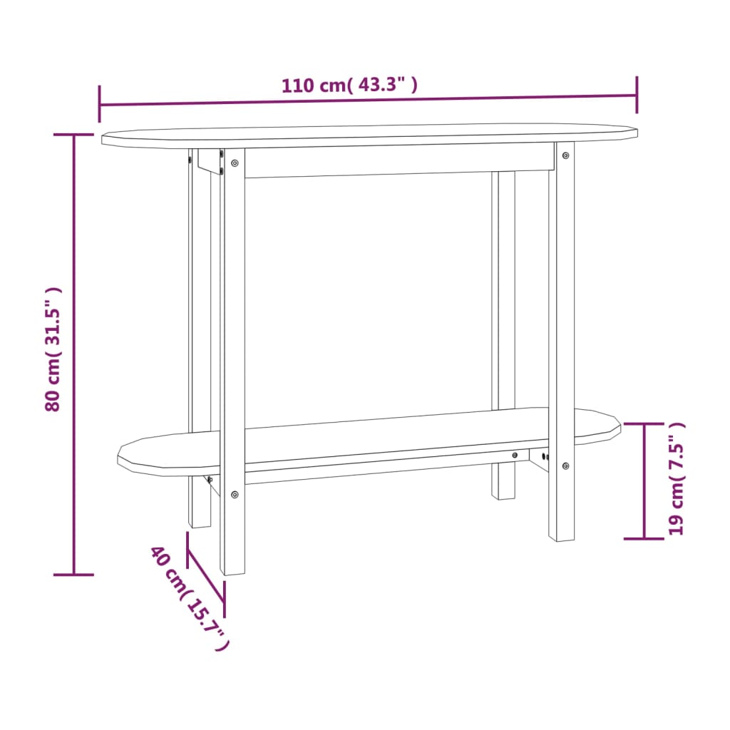 Avlastningsbord Konsollbord Svart 110x40x80 cm massiv furu