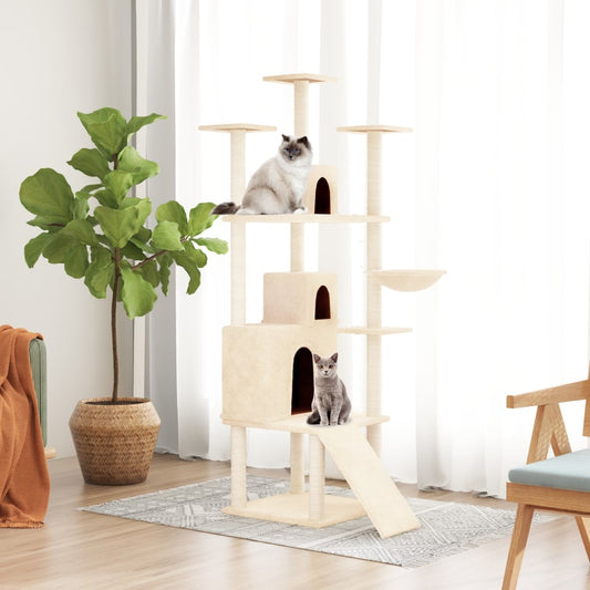 Kattmöbel Katträd med klöspelare sisal gräddvit 175 cm