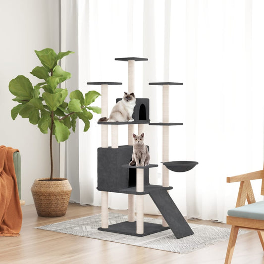 Kattmöbel Klösträd med sisalpelare mörkGrå 154 cm