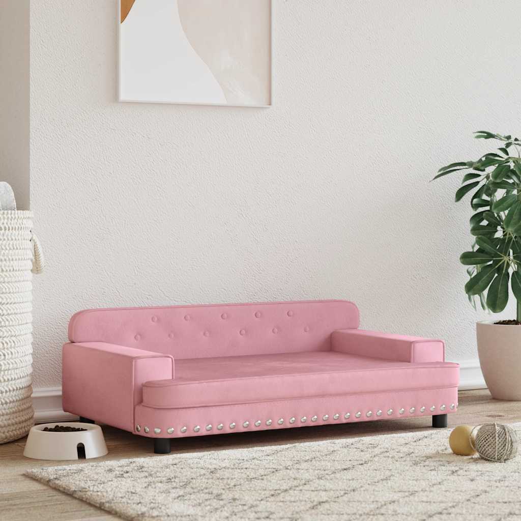 Hundbädd rosa 90x53x30 cm sammet