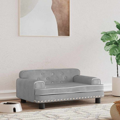 Hundbädd ljusgrå 70x45x30 cm sammet
