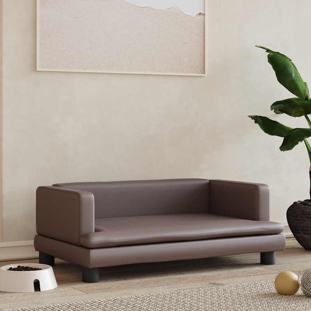 Hundsäng Hundbädd Brun 80x45x30 cm konstläder