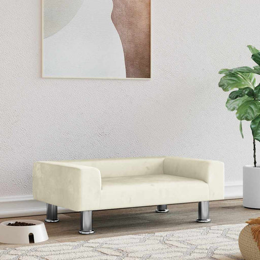 Hundsäng Hundbädd gräddVit 70x45x26,5 cm sammet