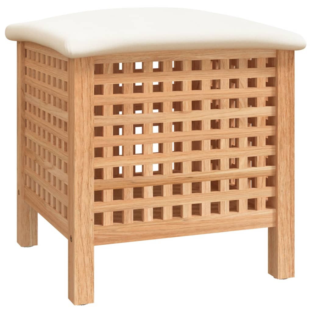 Tvättkorg Badrumspall 48x47,5x52 cm massivt valnötsträ