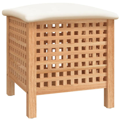 Tvättkorg Badrumspall 48x47,5x52 cm massivt valnötsträ