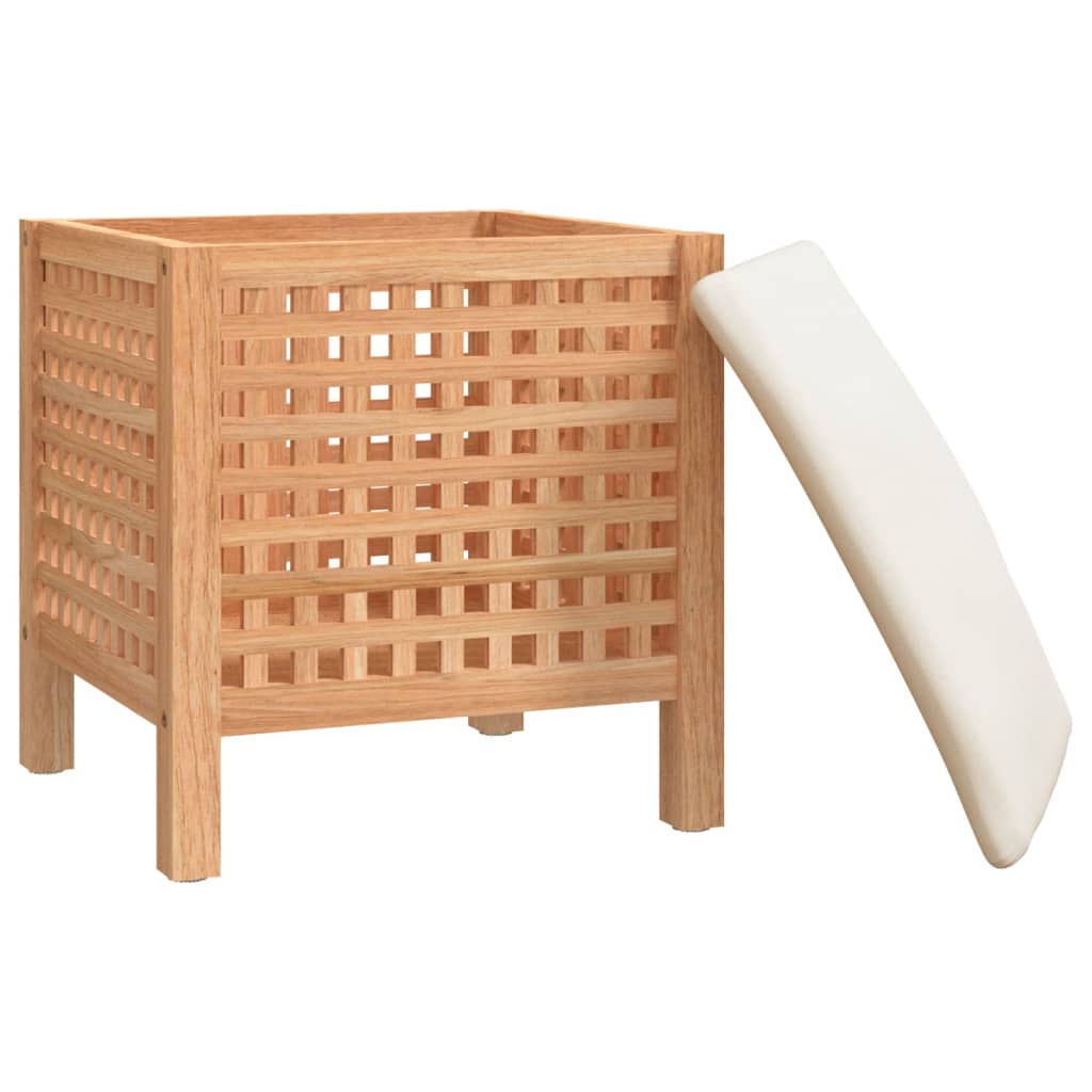 Tvättkorg Badrumspall 48x47,5x52 cm massivt valnötsträ