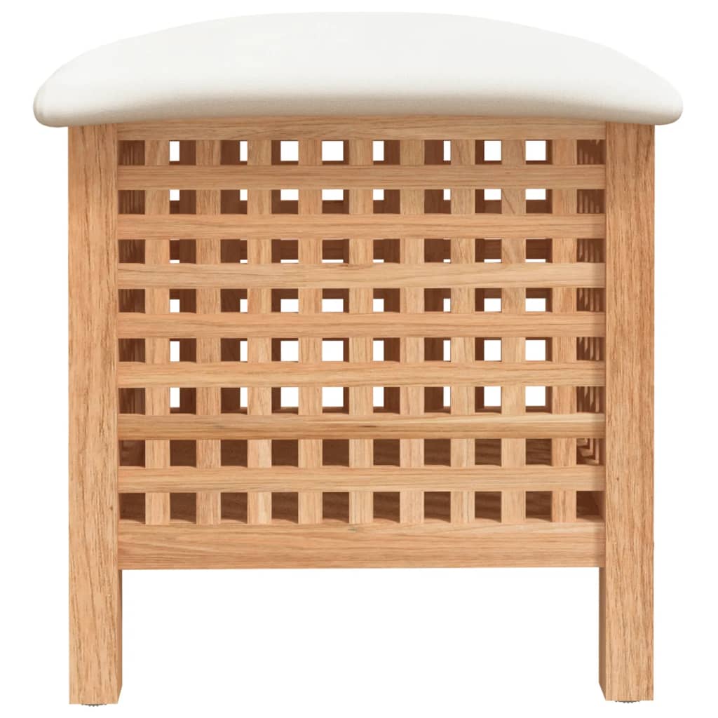 Tvättkorg Badrumspall 48x47,5x52 cm massivt valnötsträ