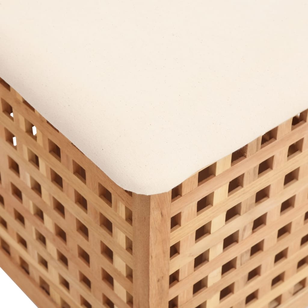 Tvättkorg Badrumspall 48x47,5x52 cm massivt valnötsträ