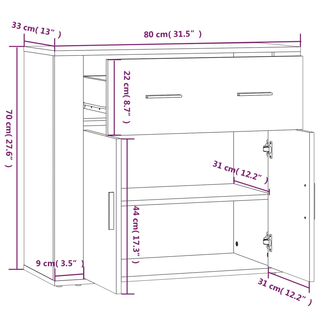 Skänk Sonoma Ek 80x33x70 cm