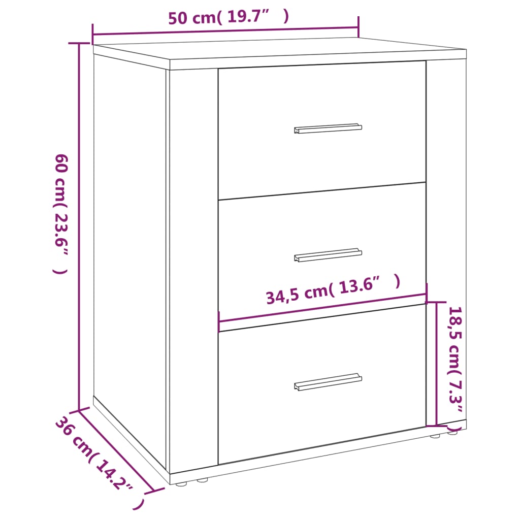 Sängbord Nattduksbord Sonoma Ek 50x36x60 cm