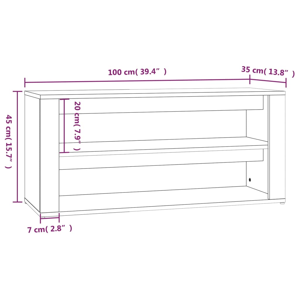 Skoställ Sonoma Ek Skohylla 100x35x45 cm
