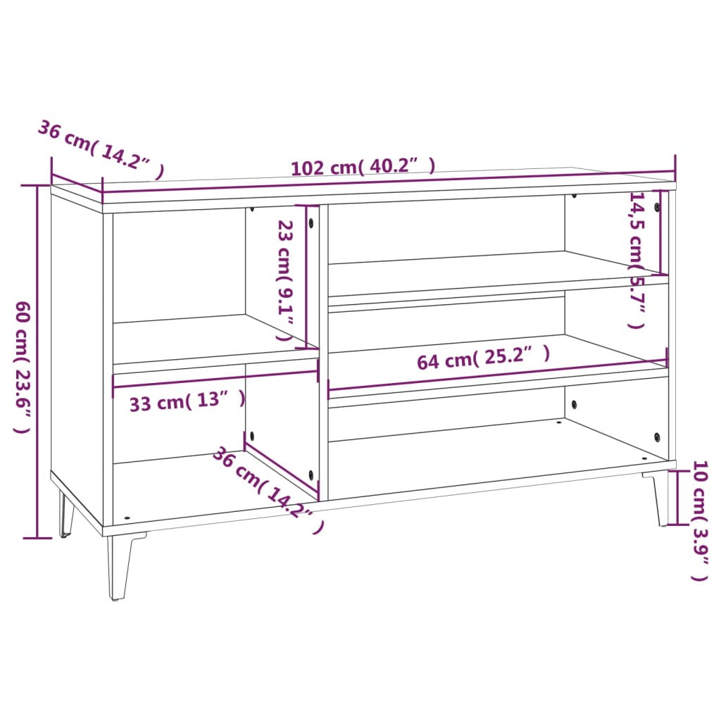 Skoställ Sonoma Ek Skohylla 102x36x60 cm