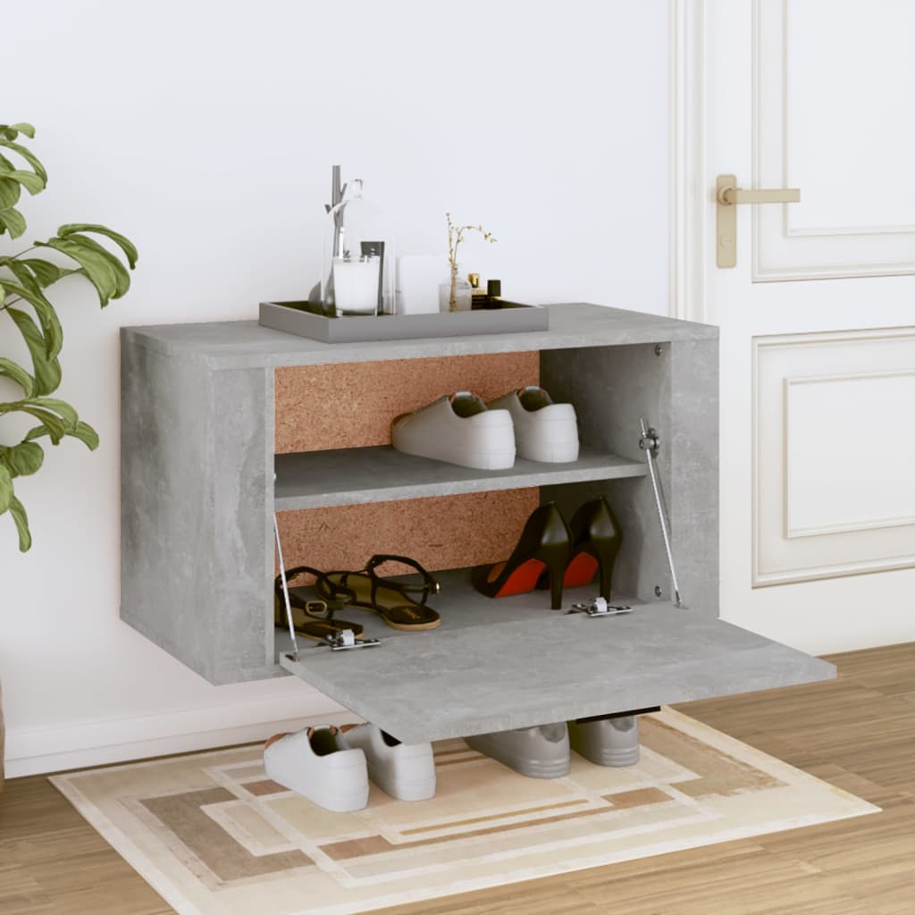 Skoställ Betonggrå Väggmonterat skoskåp 70x35x38 cm