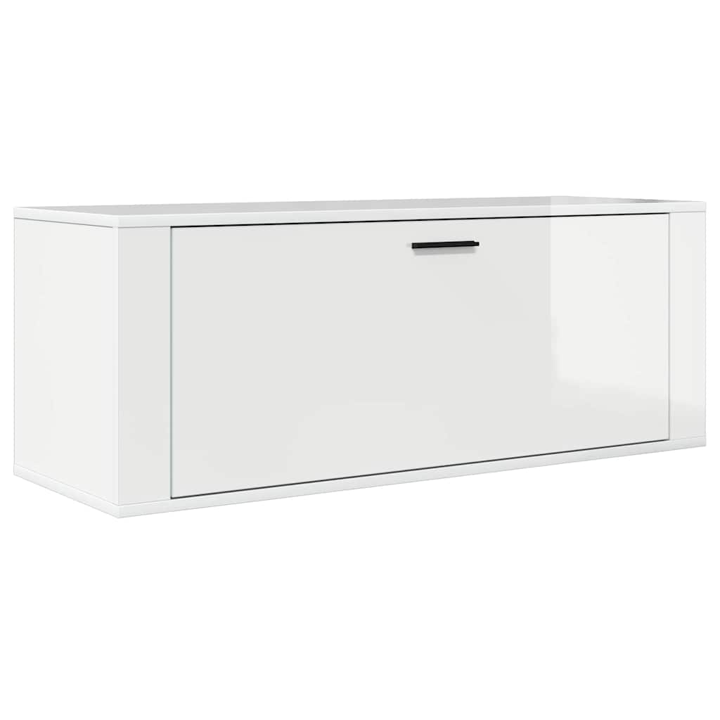 Skoställ Högglans Vit 100x35x38 cm