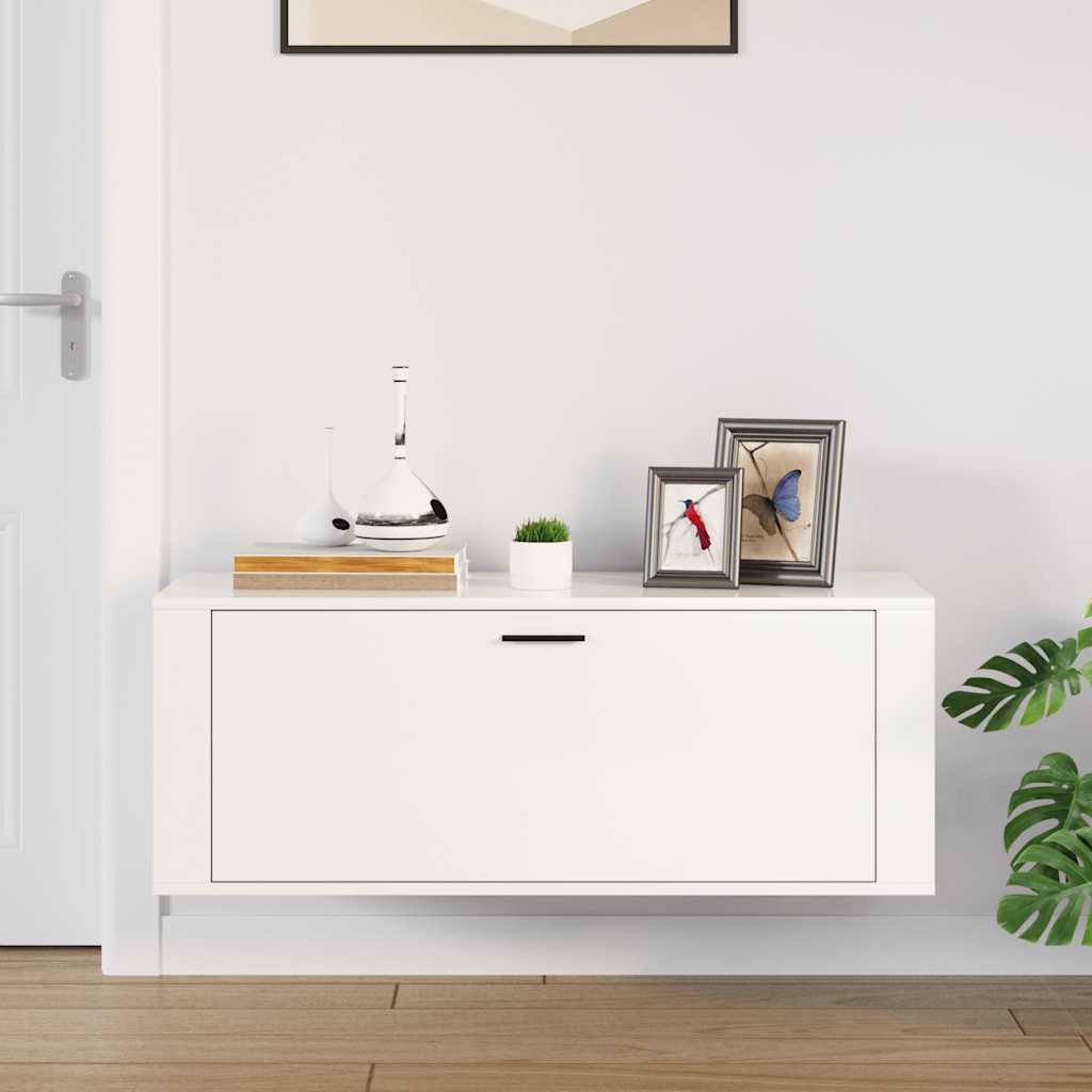 Skoställ Högglans Vit 100x35x38 cm