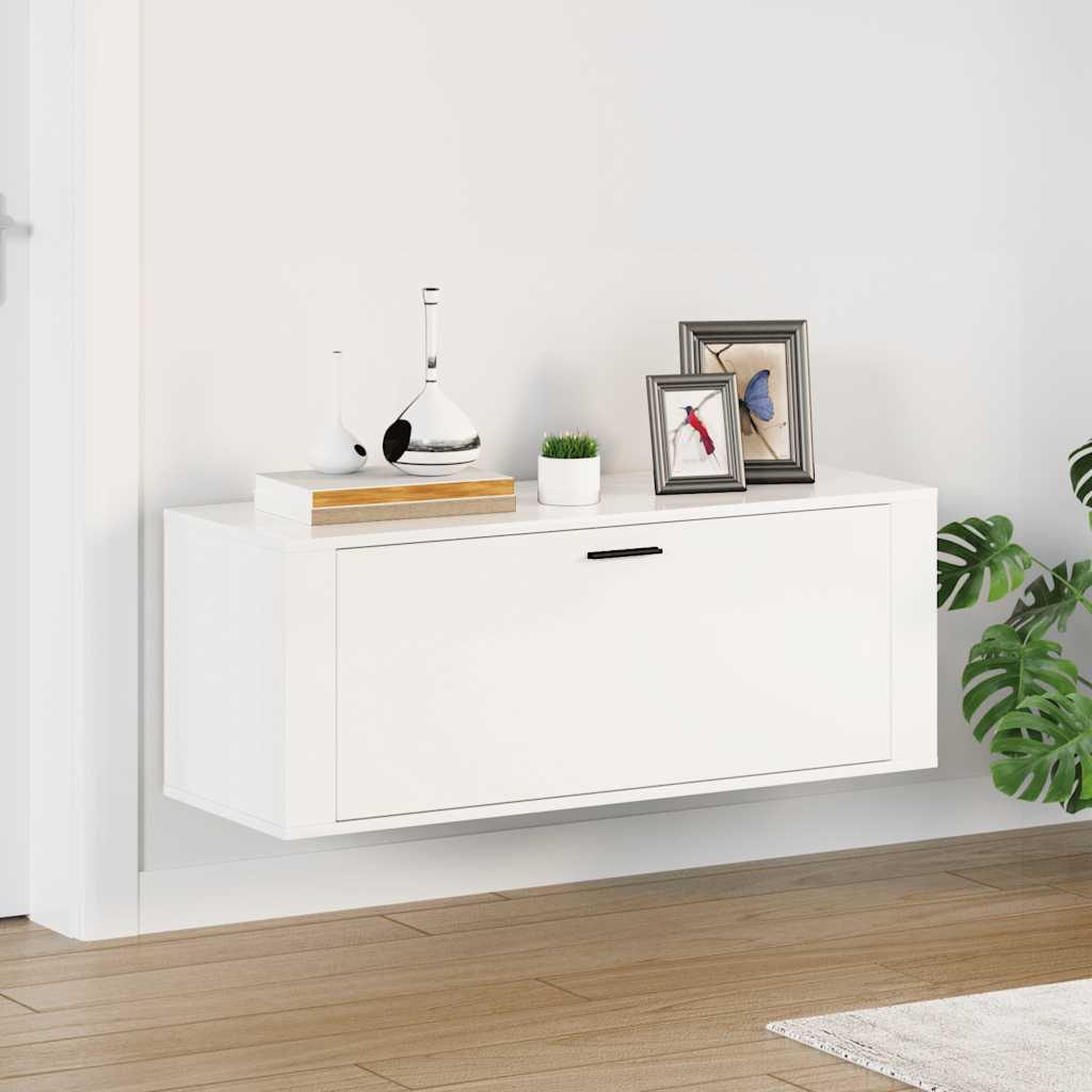 Skoställ Högglans Vit 100x35x38 cm